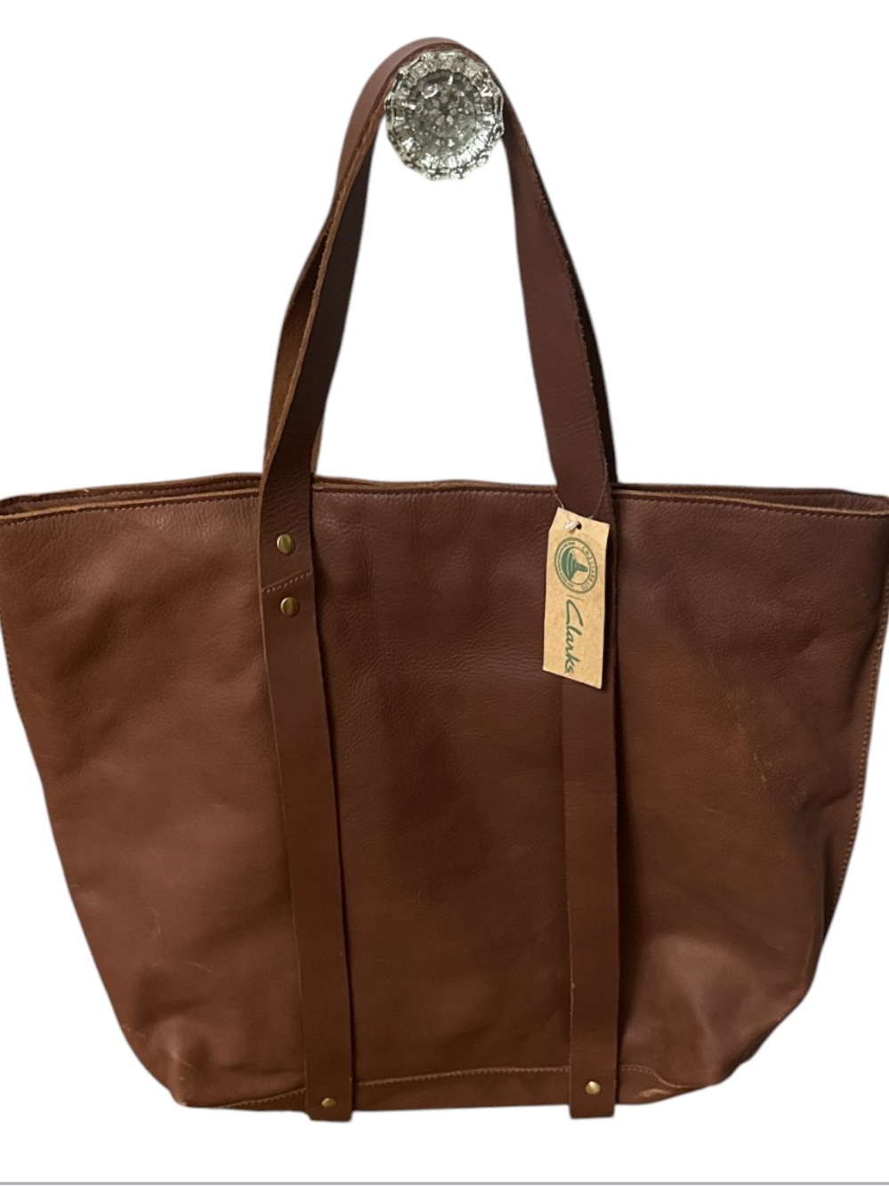 Clarks Chestnut Brown Leather Tote with Long Shoulder Straps